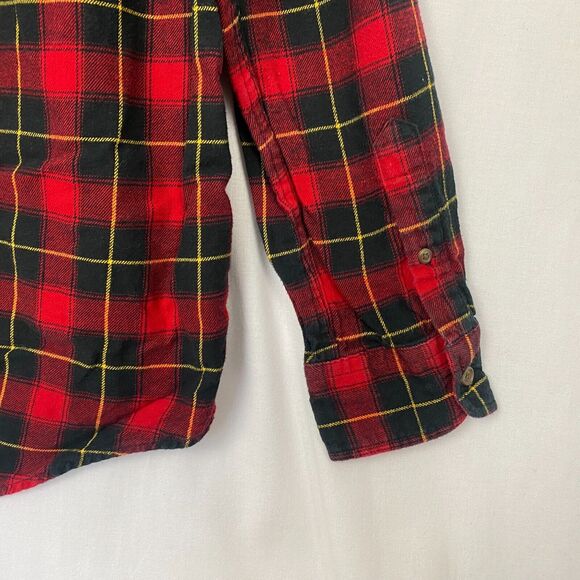Chaps Performance Flannel Button Up Shirt Mens Large Red Black Plaid Pocket - Picture 3 of 10